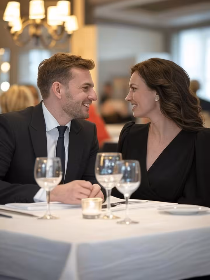 Elegantný pár na prvom sugar dating stretnutí v bratislavskej reštaurácii