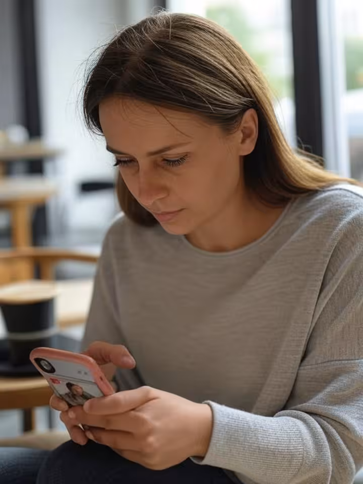 Žena vytvárajúca profil na sugar dating platforme na mobile